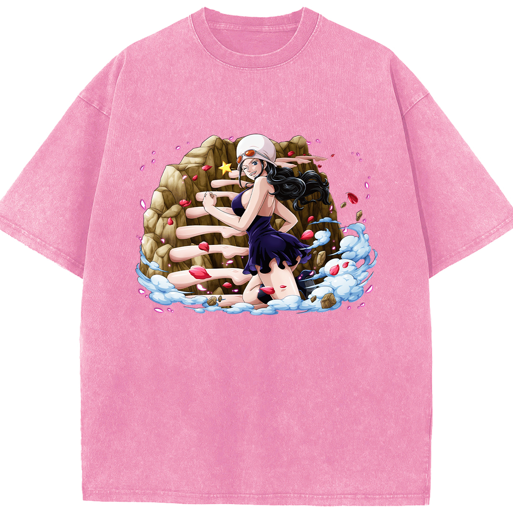 ワンピース ニコ・ロビン ONE PIECE Nico Robin 綿100% ヴィンテージ風 半袖Tシャツ（フロントプリント）